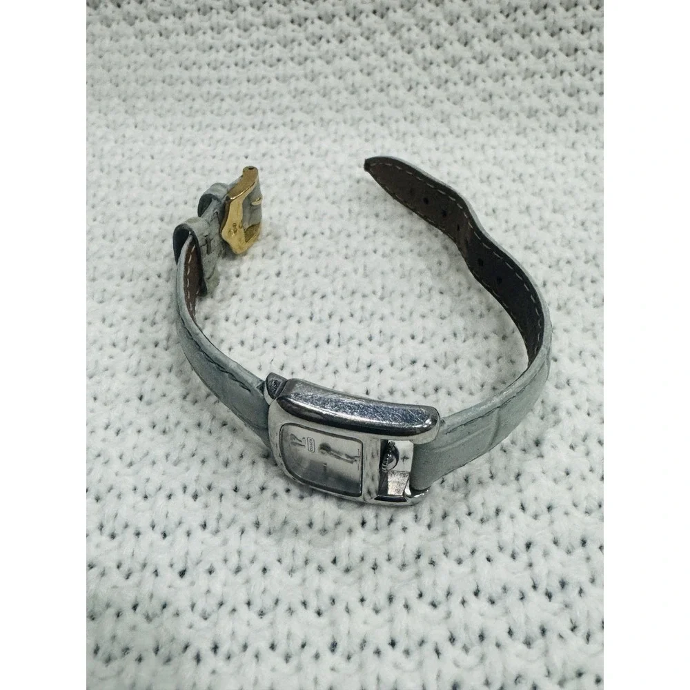Coach 0225 Swiss Made Women's Quartz Watch Blue Leather Untested